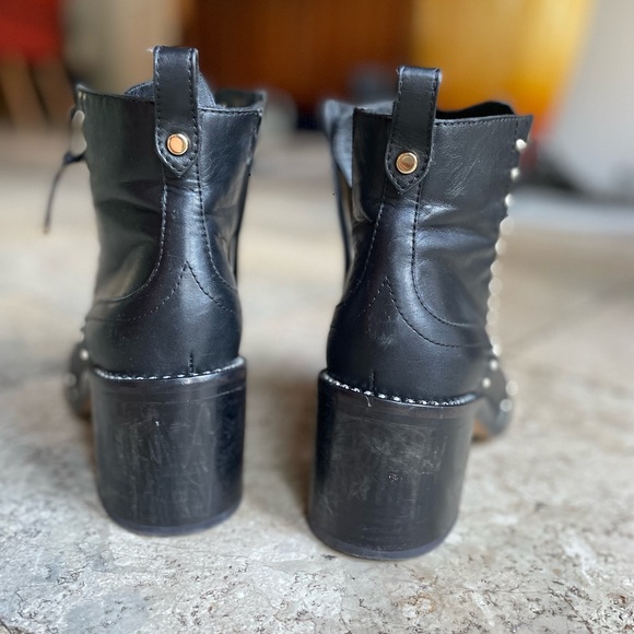 Jimmy Choo Heeled Combat Boots with Pearl Beading - Picture 4 of 7